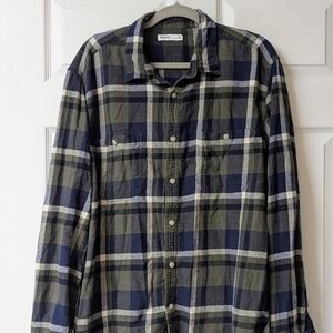 Men's Plaid Flannel Shirt - Blue and Green